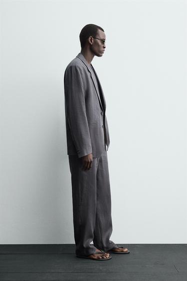 100% LINEN SUIT TROUSERS - Dark grey by Zara - Image 3