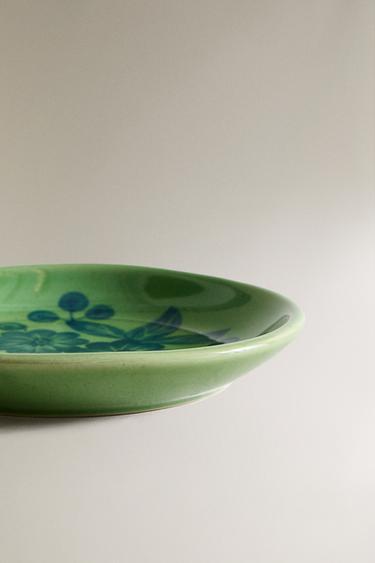 FLORAL STONEWARE SIDE PLATE - Blue / Green by Zara - Image 3