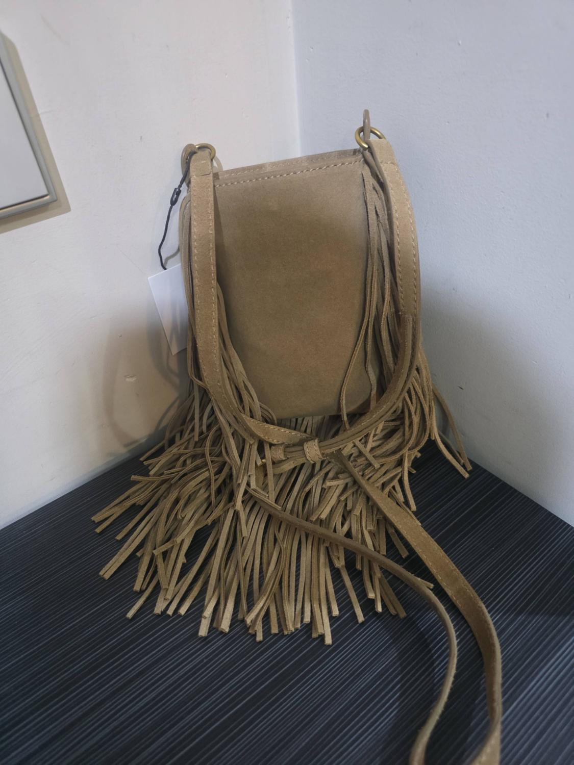 SPLIT SUEDE MOBILE PHONE BAG WITH FRINGING - Image 2
