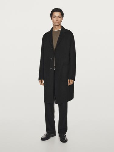 Abrigo largo solapa tejido doble mezcla lana - 892 de Zara