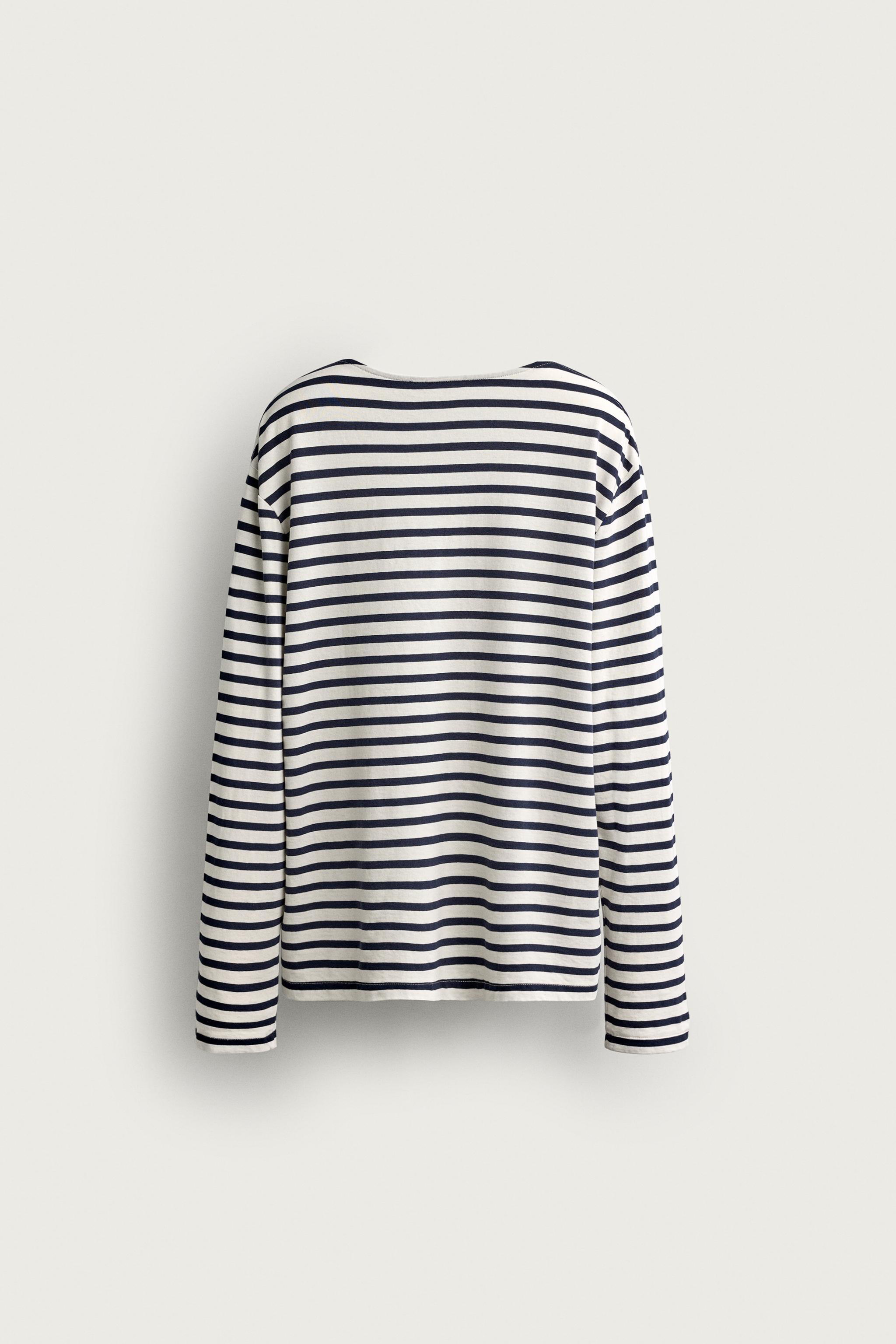 Мужские футболки Zara STRIPED JACQUARD RELAXED T-SHIRT — фото 7