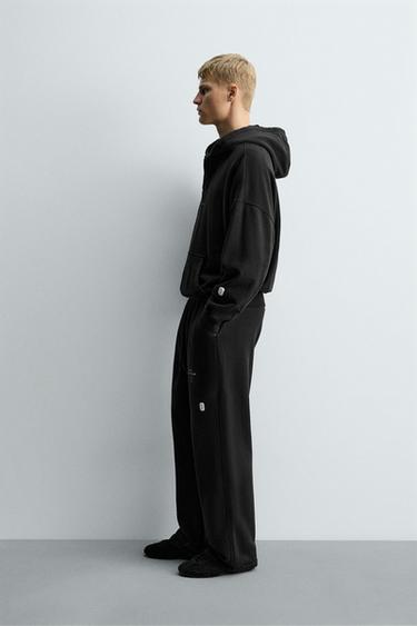 WIDE-LEG JOGGING TROUSERS X SR_A - Black by Zara