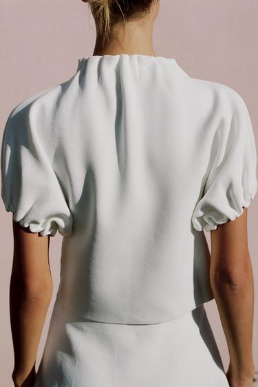 TOP EN MAILLE À FRONCES - Blanc de Zara - Image 3