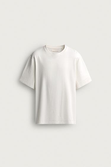 MEDIUM WEIGHT SHORT SLEEVE T-SHIRT - Oyster-white by Zara
