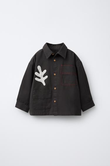 LEAF PATCH OVERSHIRT - Brown by Zara
