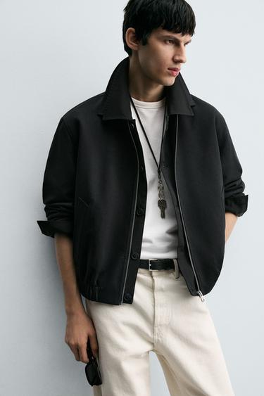 VESTE STRUCTURÉE EN TWILL - Bleu marine foncé de Zara - Image 4