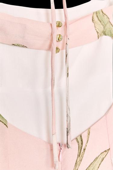 GEMUSTERTES MIDI-KLEID MIT LEINEN - Bunt von Zara