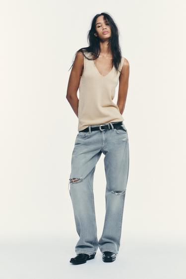 Zara SLEEVELESS KNIT TOP - Beige - Image 0