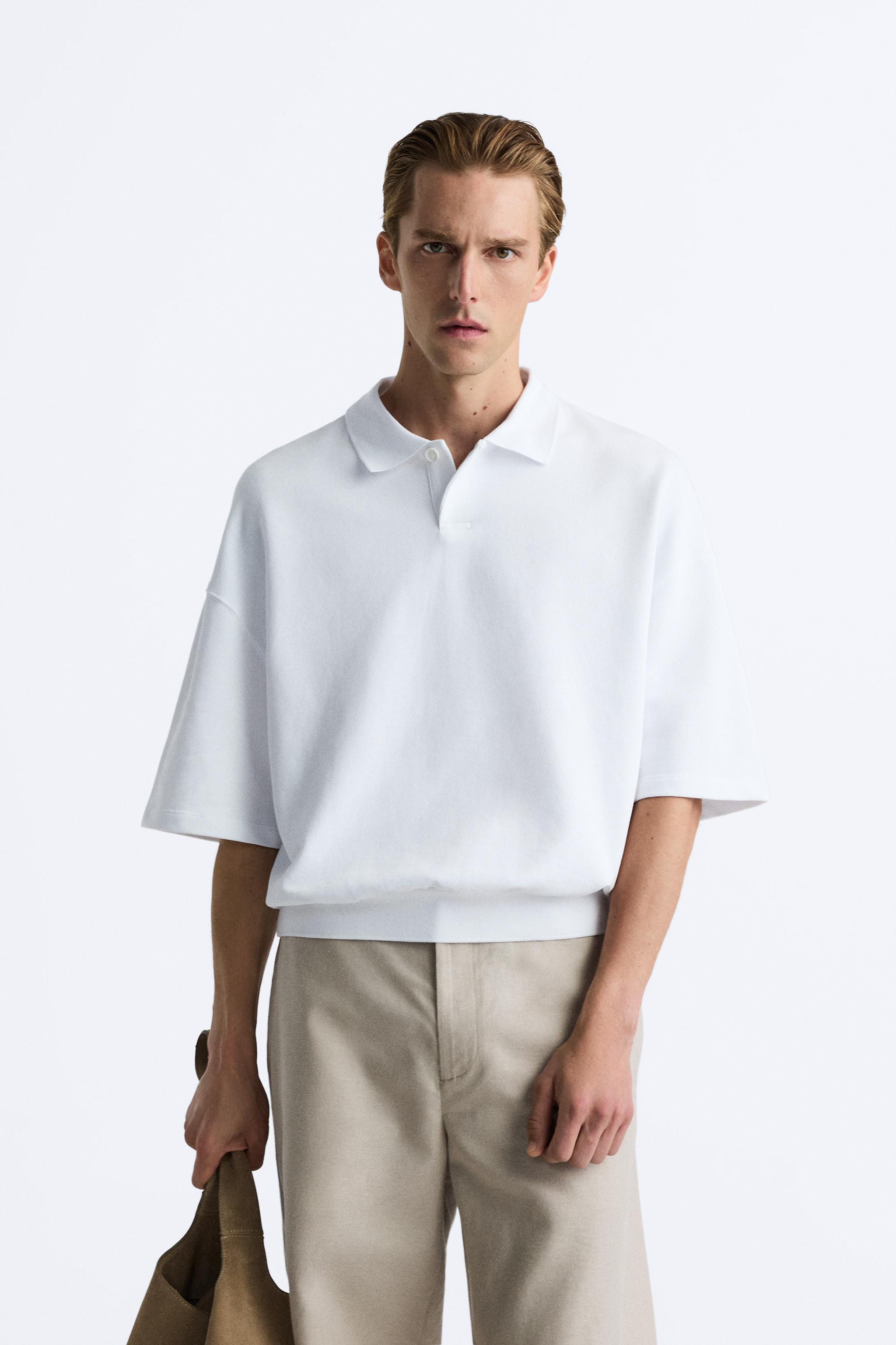 Cropped collared polo shirt hotsell