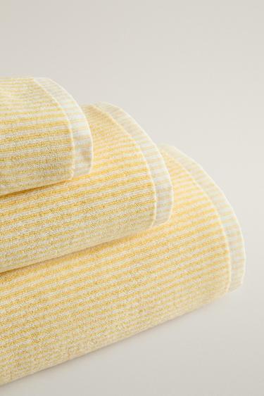 STRIPED COTTON BATH TOWEL — Yellow 2