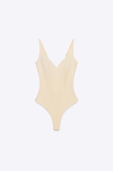 BODY POLYAMIDE À BRETELLES - Vanille de Zara
