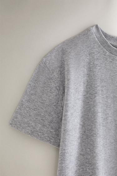 T-SHIRT MANCHES COURTES COTON - Gris de Zara - Image 2