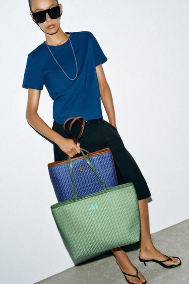 Zara PRINTED SHOPPER SHOULDER BAG - Multi-color