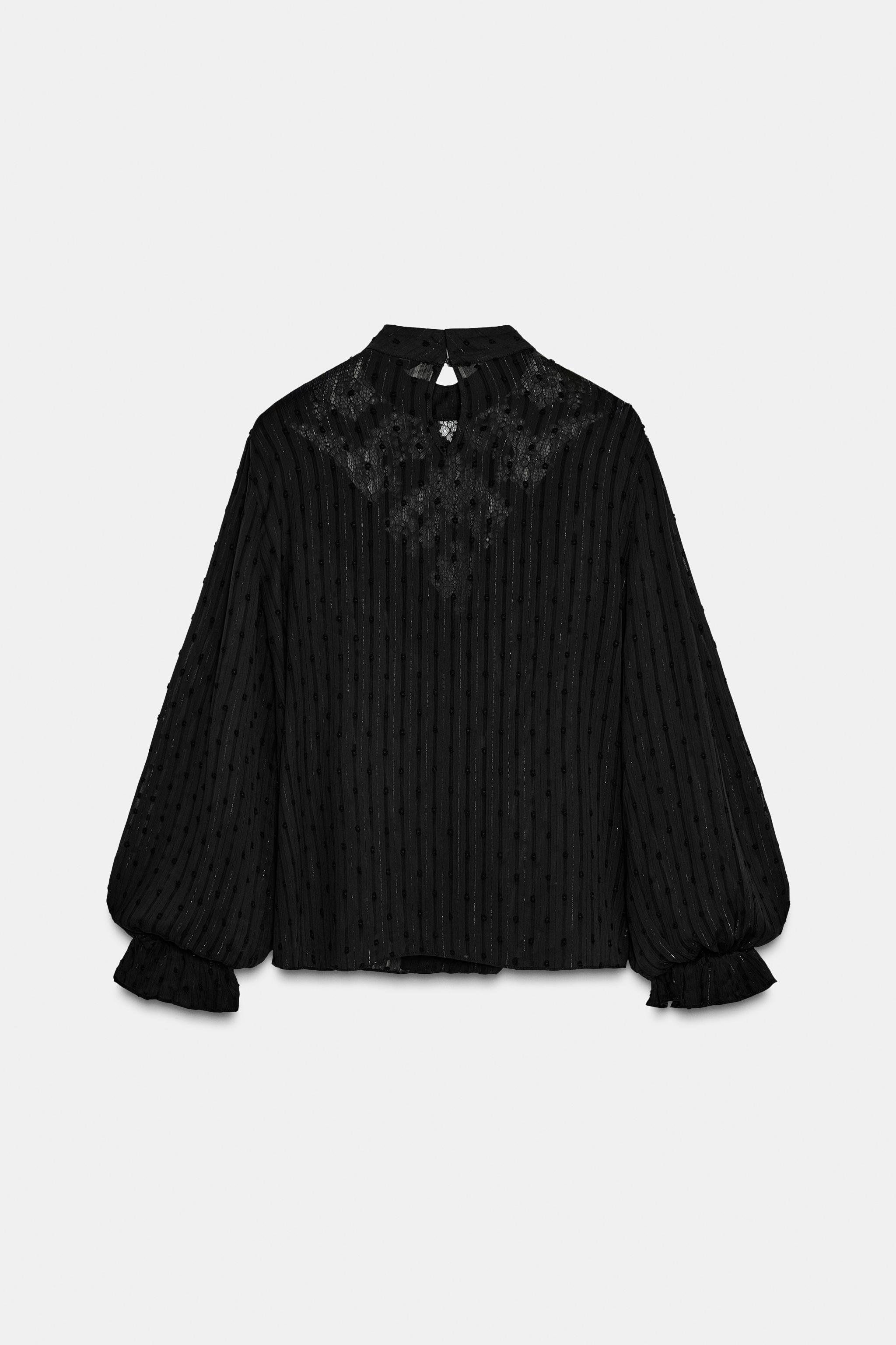 DOTTED MESH LACE SHIRT - Black | ZARA United States