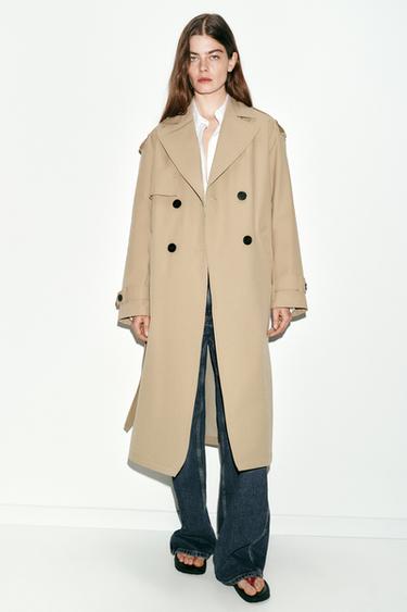 LONG TRENCH COAT WITH BELT - camel by Zara