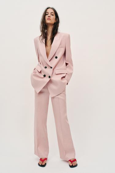 DOUBLE-BREASTED 100% LINEN BLAZER SET - Beige-pink by Zara - Image 0