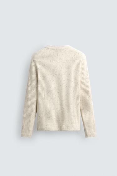 HENLEY RIBBED T-SHIRT - Ecru by Zara - Image 7