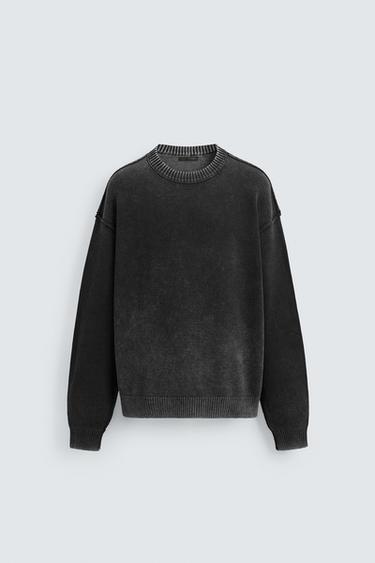 SUÉTER LAVADO COM EFEITO AVESSO - Preto da Zara