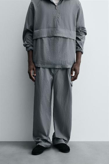 PANTALÓN CARGO PLIEGUES - Gris / Azul de Zara