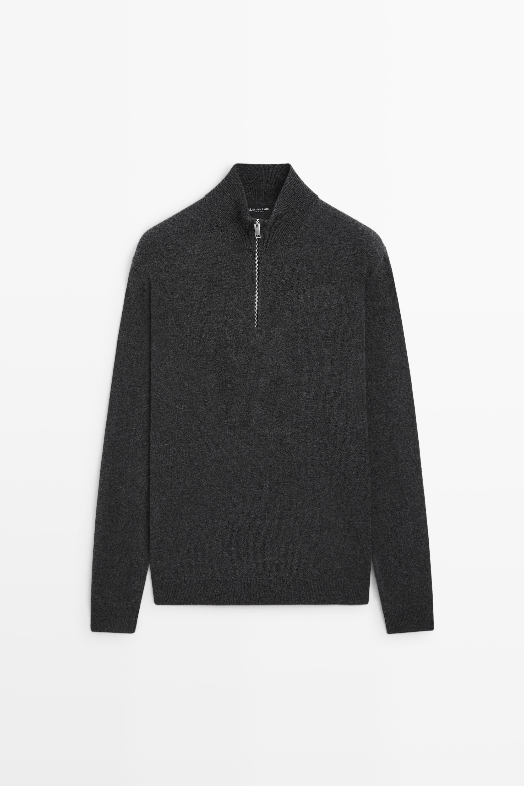 Mock neck knit sweater with zip