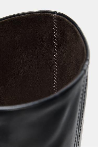 BOTTES HAUTES À TALONS EN CUIR - Noir de Zara - Image 5
