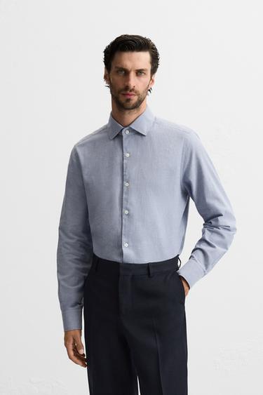 STRIPED TWILL SHIRT - Blue by Zara