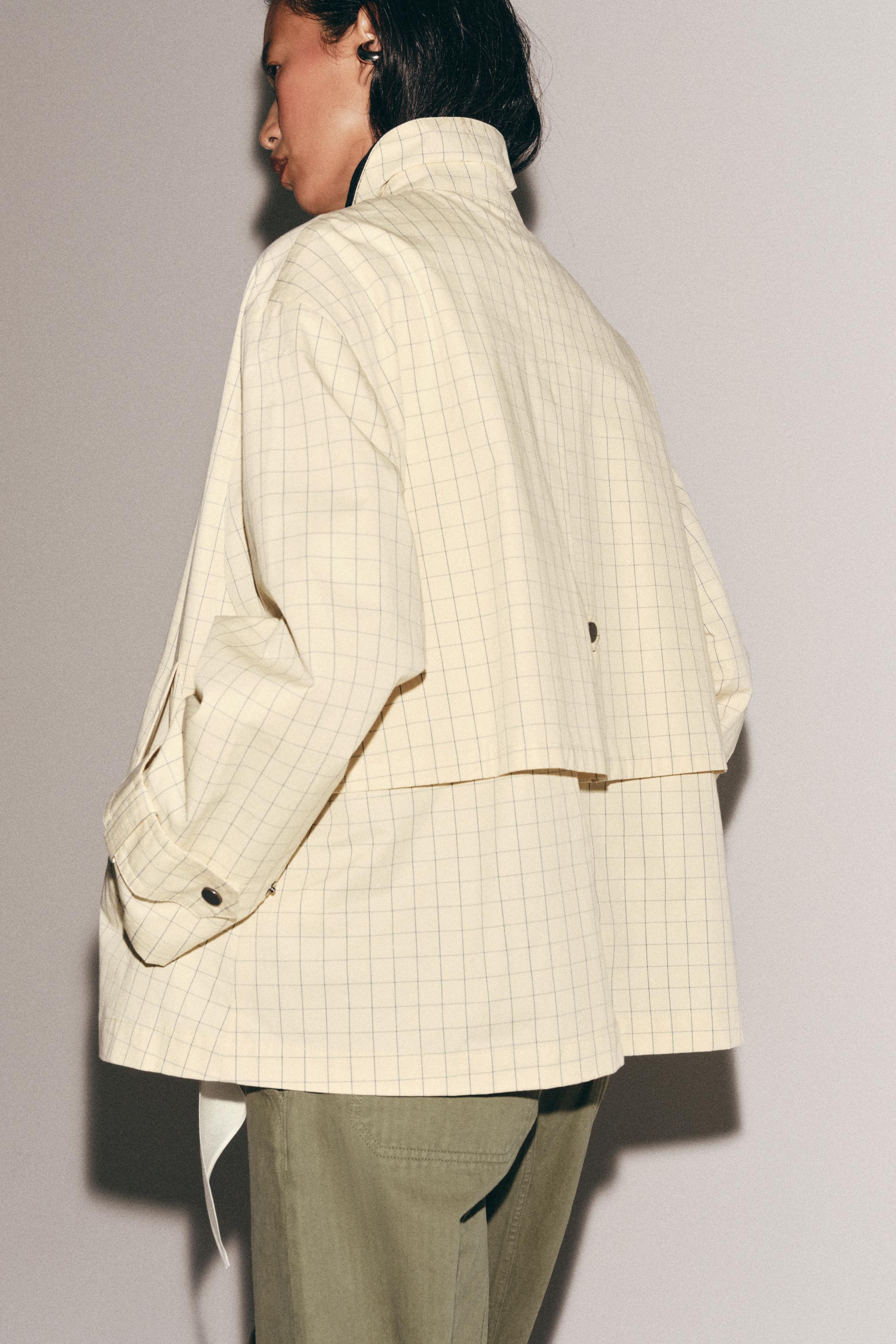 ZW COLLECTION CONTRAST COLLAR PLAID JACKET