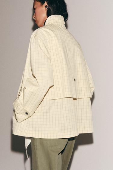 ZW COLLECTION CONTRAST COLLAR CHECK JACKET - Butter by Zara - Image 2