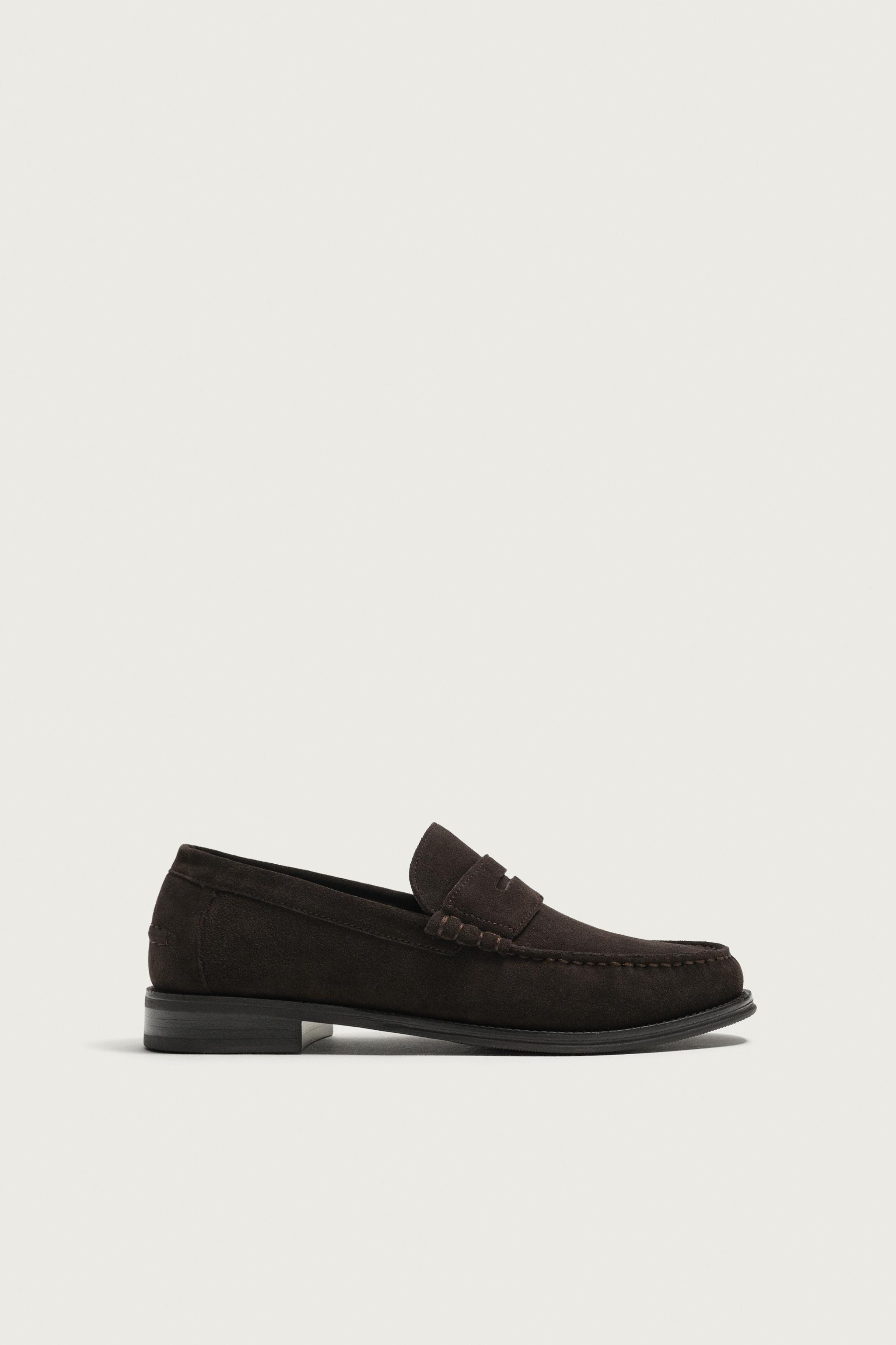 LEATHER PENNY LOAFERS — Brown