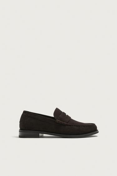 LEATHER PENNY LOAFERS — Brown 1