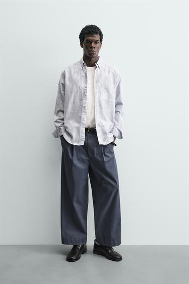CAMISA REGULAR FIT OXFORD - Blanco / Celeste de Zara - Imagen 0