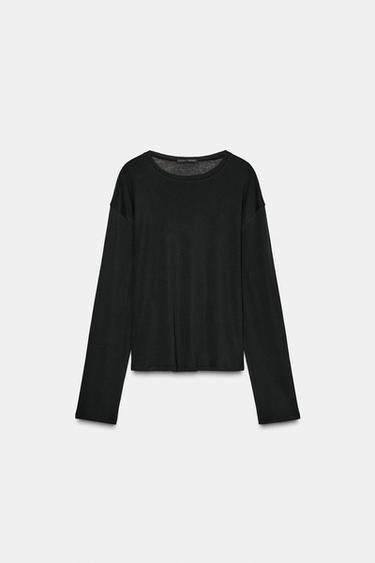 Zara SUPIMA® COTTON OVERSIZED T-SHIRT - Black