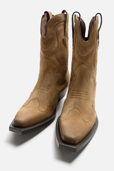 BOTA COWBOY PIEL - Beige de Zara