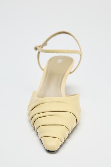 GATHERED LEATHER HEELS - Light yellow by Zara - Image 3