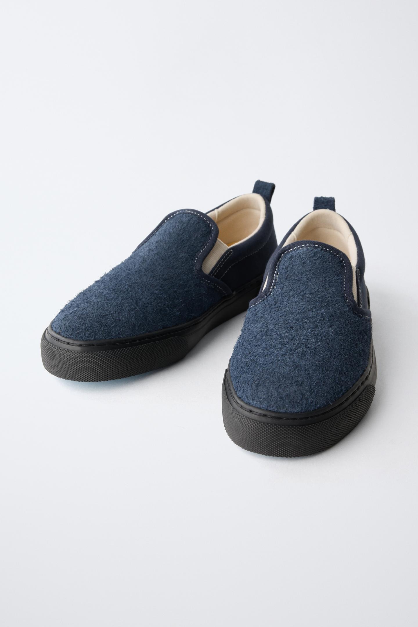 Детские кроссовки Zara Contrast Plimsolls, цвет: Синий — фото 4
