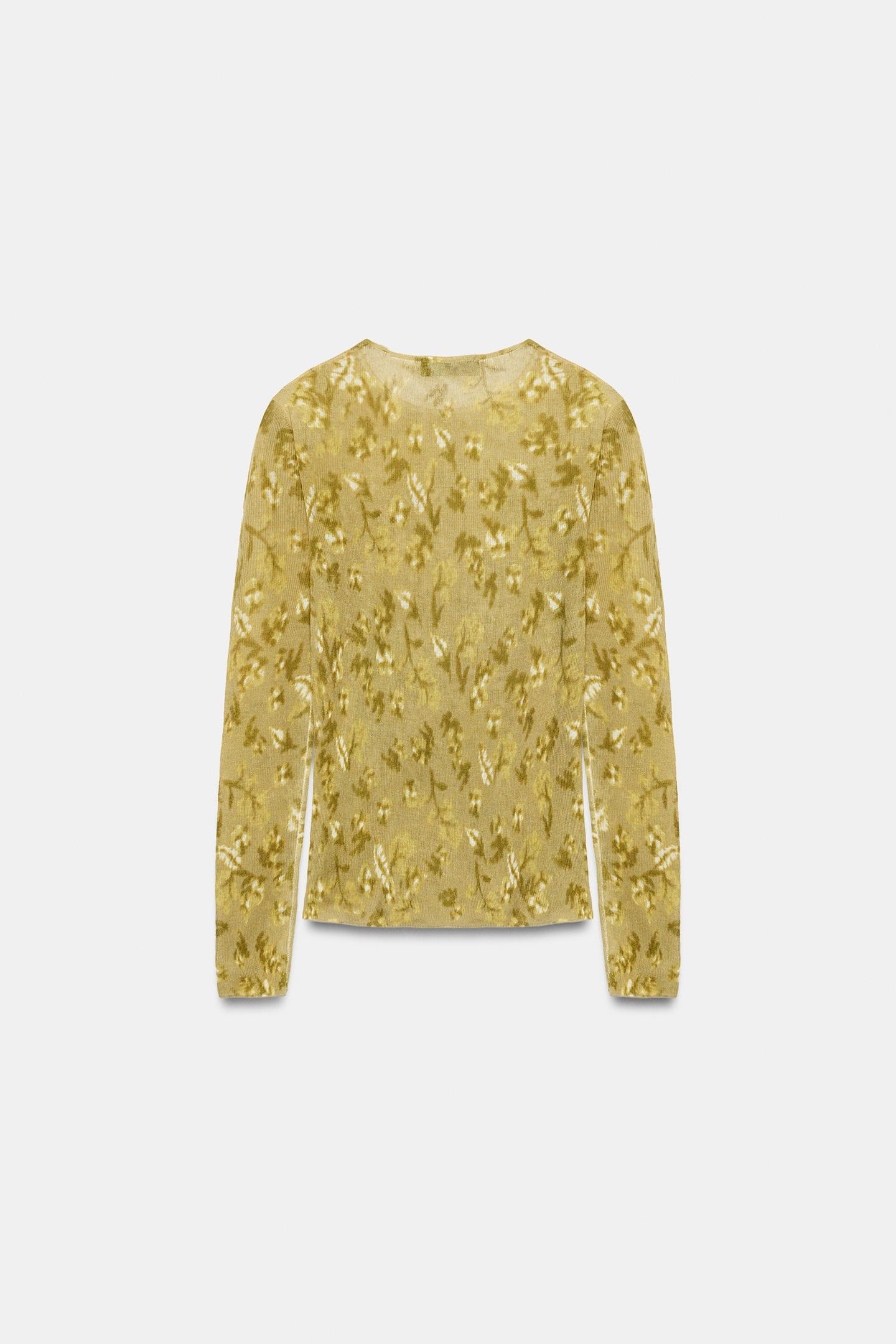 Женский топ Zara Printed Fine Knit Top, цвет: Only One — фото 5