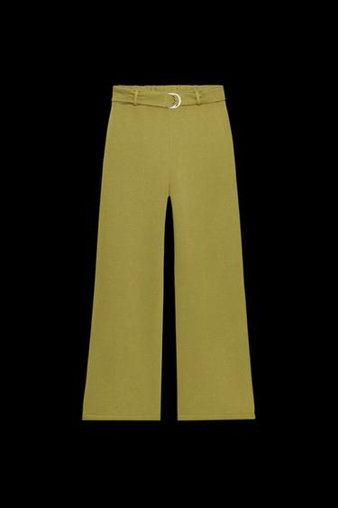 RUSTIC TROUSERS WITH BELT - Olive green by Zara