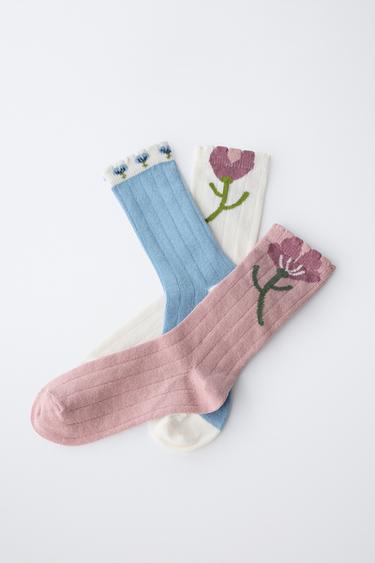 3-PACK OF FLORAL SOCKS - Pink by Zara - Image 2