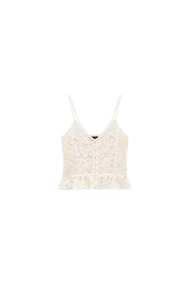 BUTTONED LACE TOP