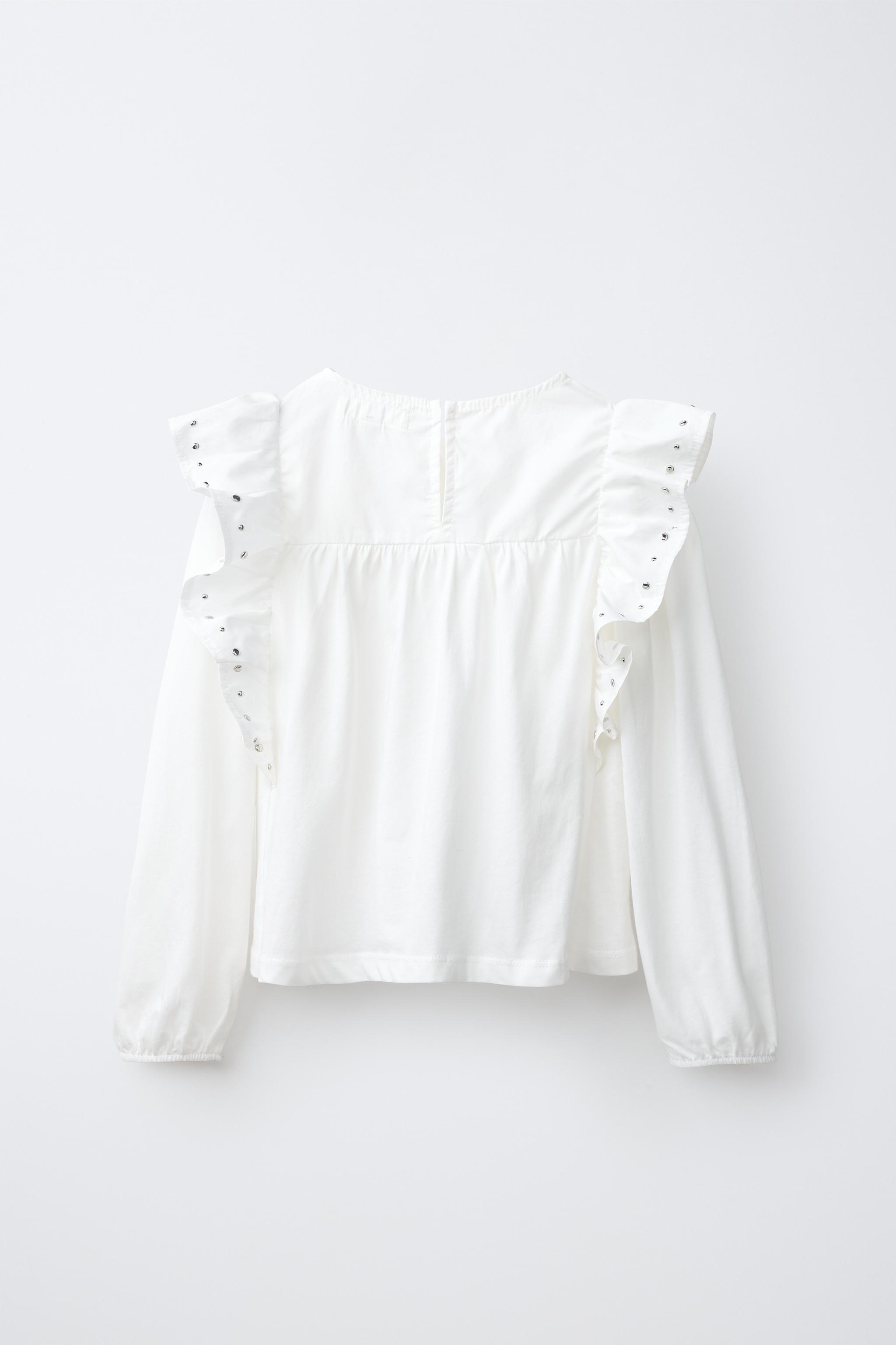 STUDDED RUFFLE T-SHIRT