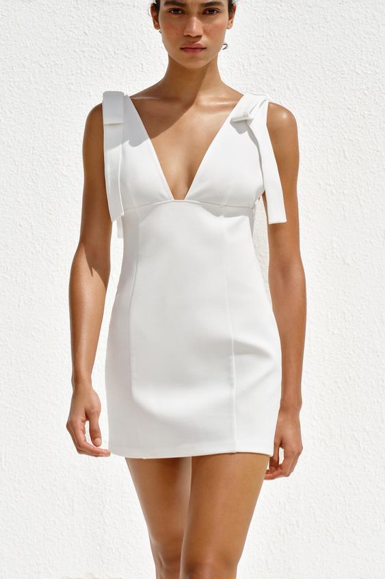 KRÁTKÉ ŠATY S MAŠLEMI - Špinavě bílá od Zara - Obrázek 1