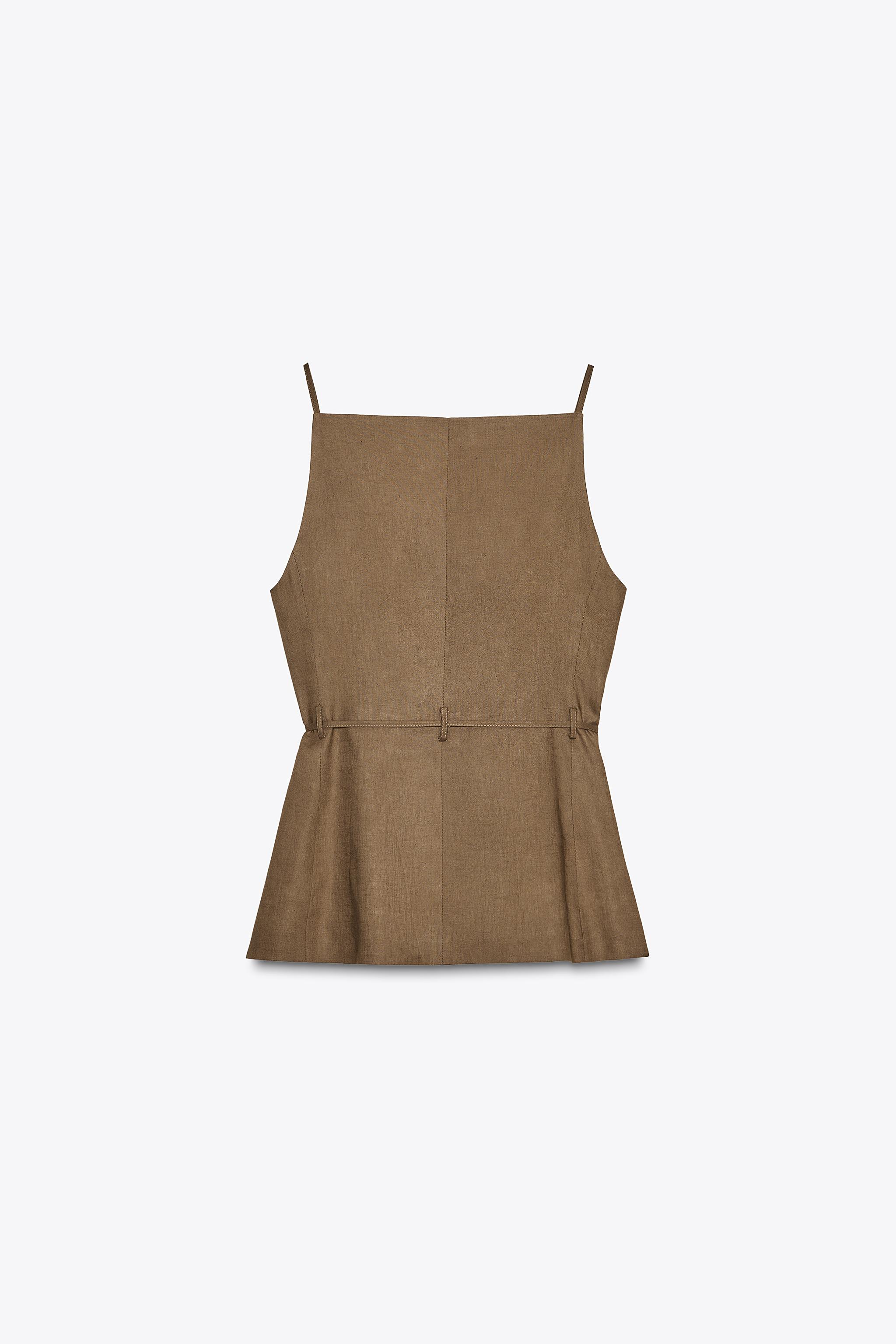 LINEN BEADED BELT VEST - Toffee | ZARA United States