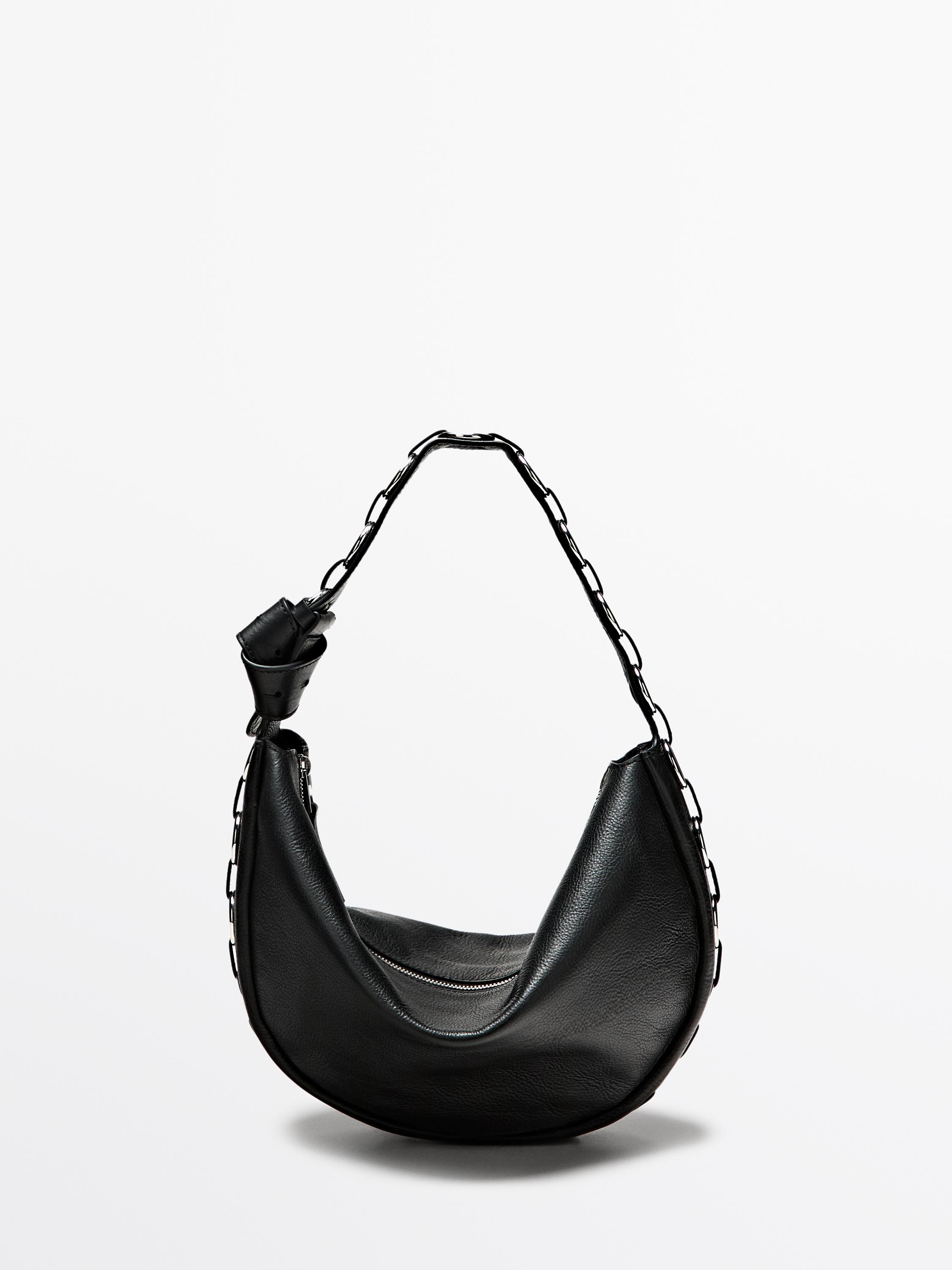 Nappa leather bag with eyelets