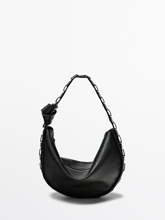 Nappa leather bag with eyelets