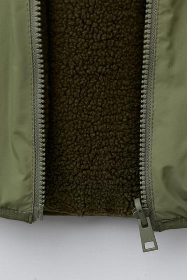 WATER-REPELLENT REVERSIBLE LOGO JACKET - Khaki by Zara - Image 8