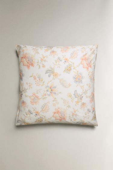 FLORAL PRINT SATEEN PILLOWCASE - Ecru by Zara - Image 1