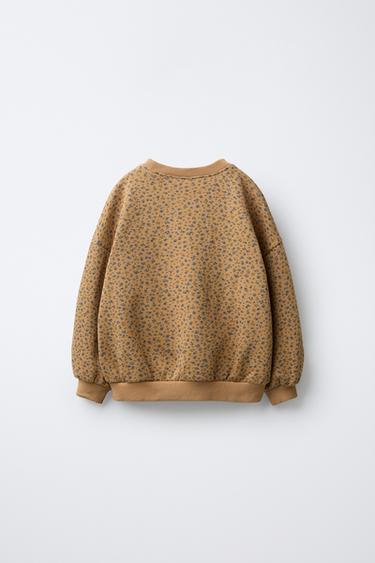 SWEAT À FLEURS POCHE AVEC DENTELLE - Ocre de Zara - Image 1