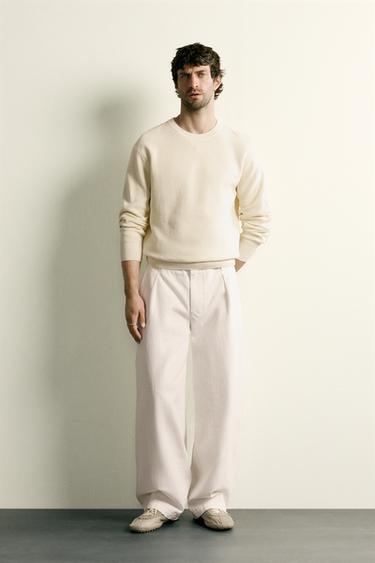 PULL REGULAR FIT EN MAILLE PERLÉE - Écru de Zara