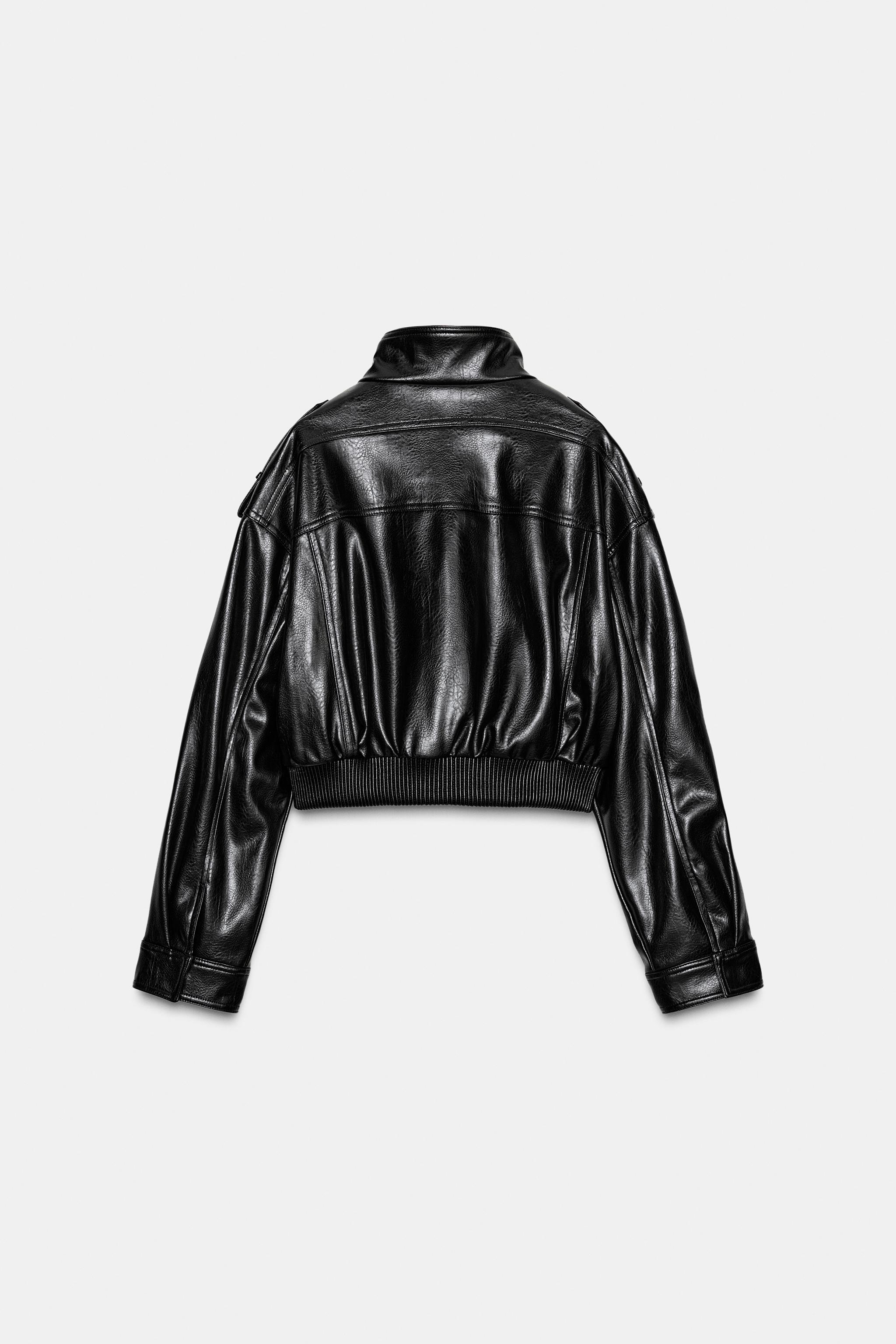 FAUX LEATHER JACKET WITH TABS - Black | ZARA United States