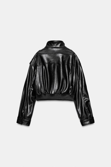BLOUSON EN MATIÈRE SYNTHÉTIQUE AVEC PATTES - Noir de Zara - Image 7